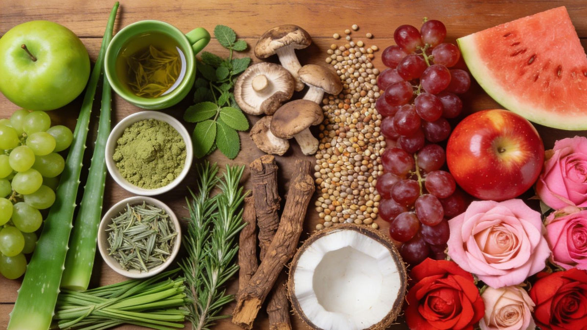 an array of antioxidant skincare ingredients