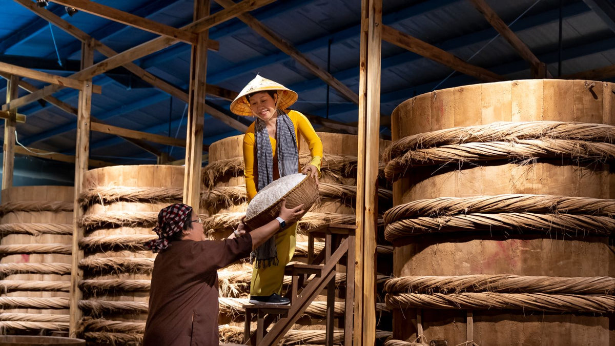 Japanese women fermenting soy