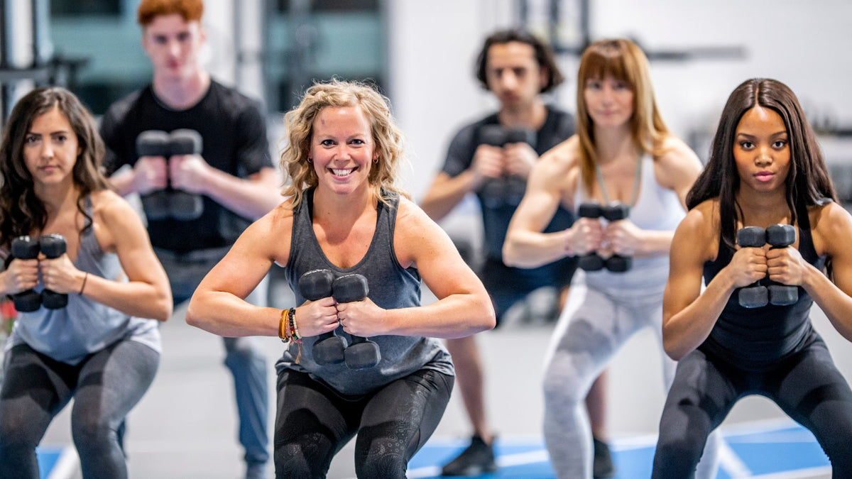 perimenopausal woman doing weight training
