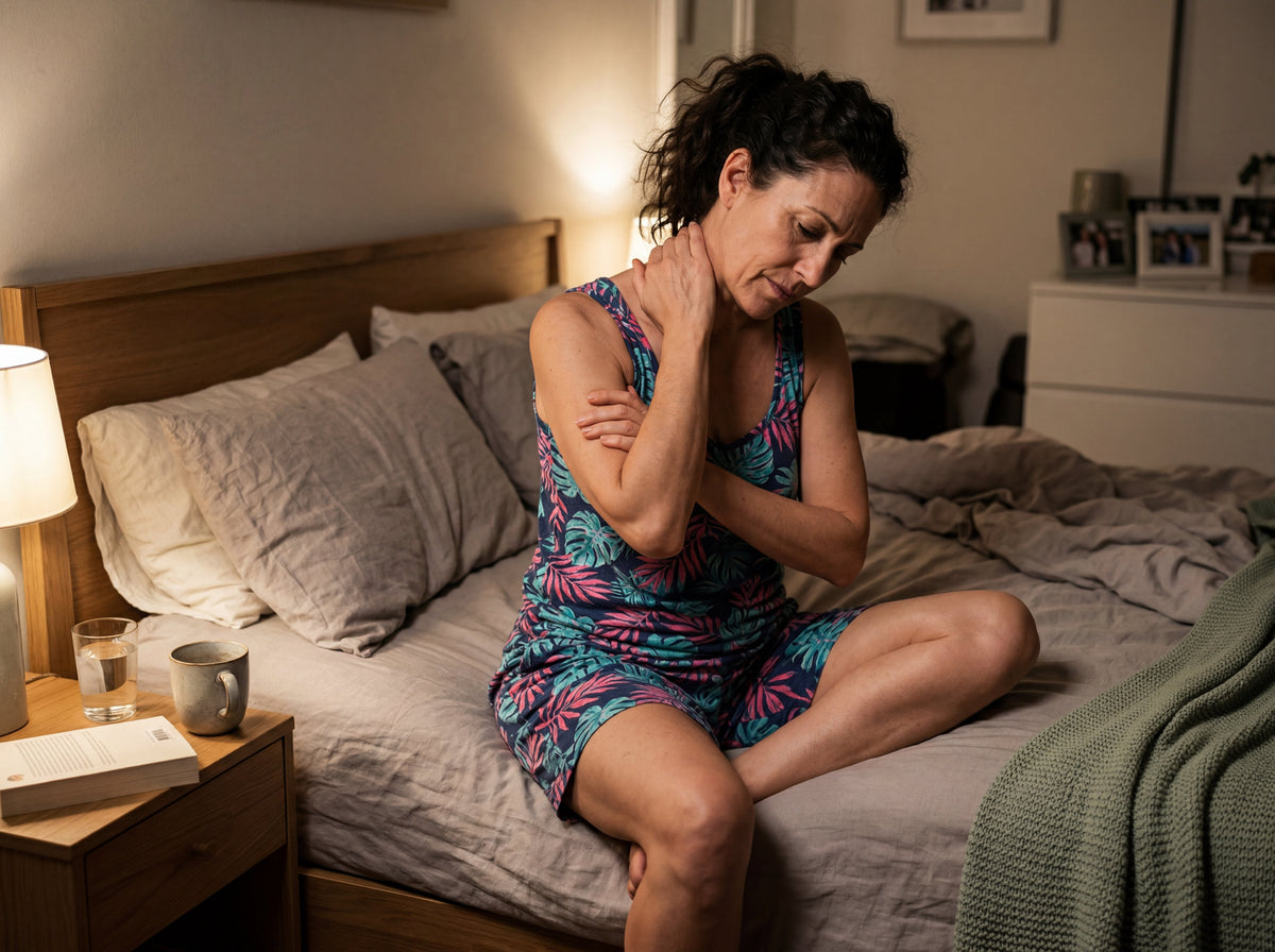 woman massaging her neck before bed